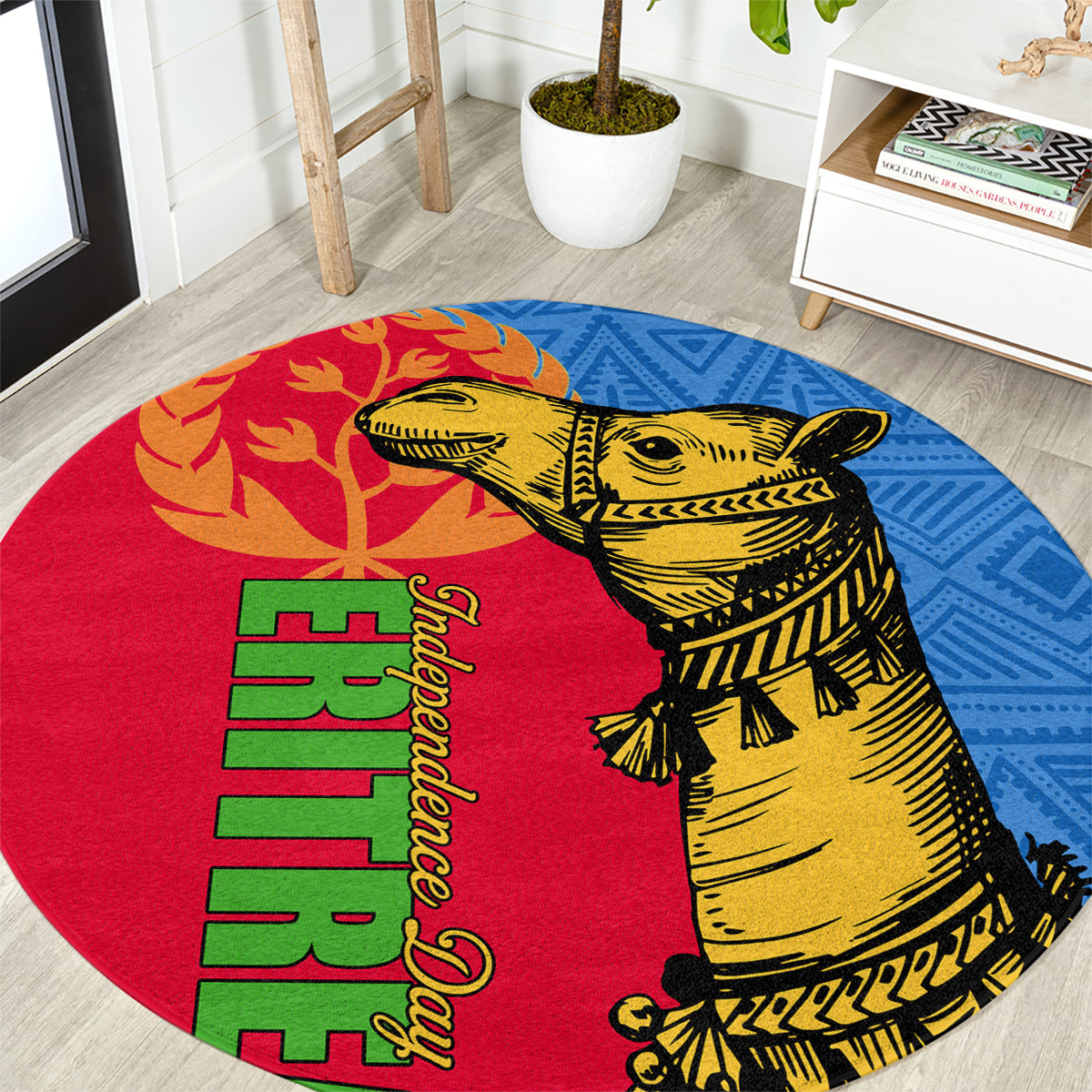 Eritrea Independence Day 2024 Round Carpet Eritrean Camel African Pattern