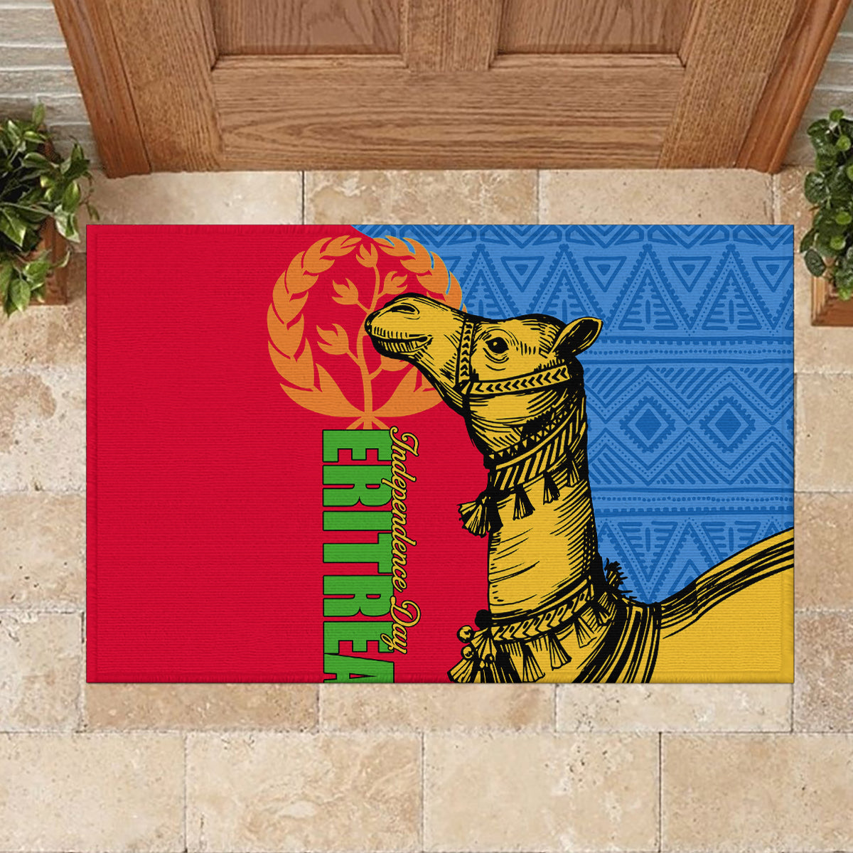 Eritrea Independence Day 2024 Rubber Doormat Eritrean Camel African Pattern - Wonder Print Shop