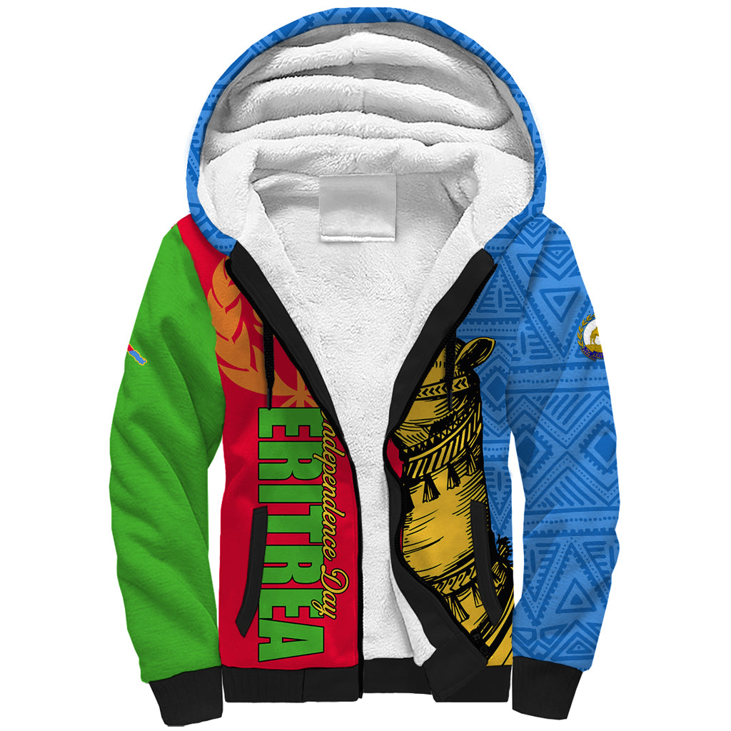 Eritrea Independence Day 2024 Sherpa Hoodie Eritrean Camel African Pattern - Wonder Print Shop