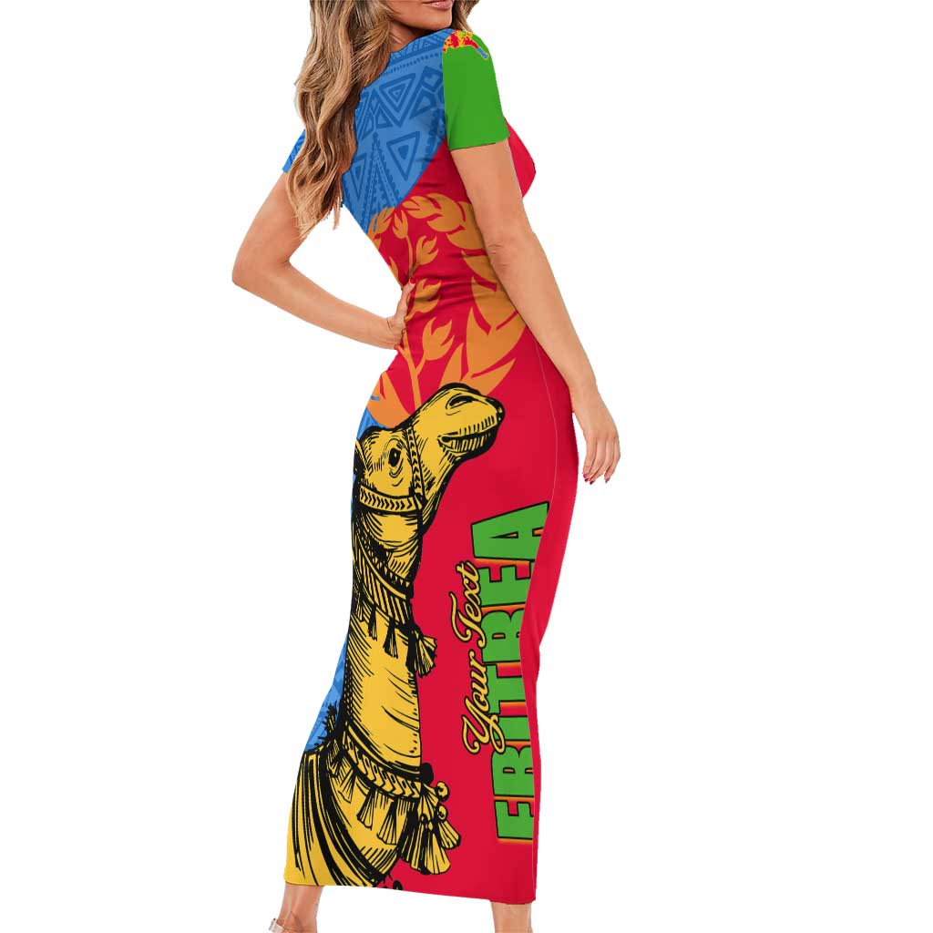 Eritrea Independence Day 2024 Short Sleeve Bodycon Dress Eritrean Camel African Pattern LT01