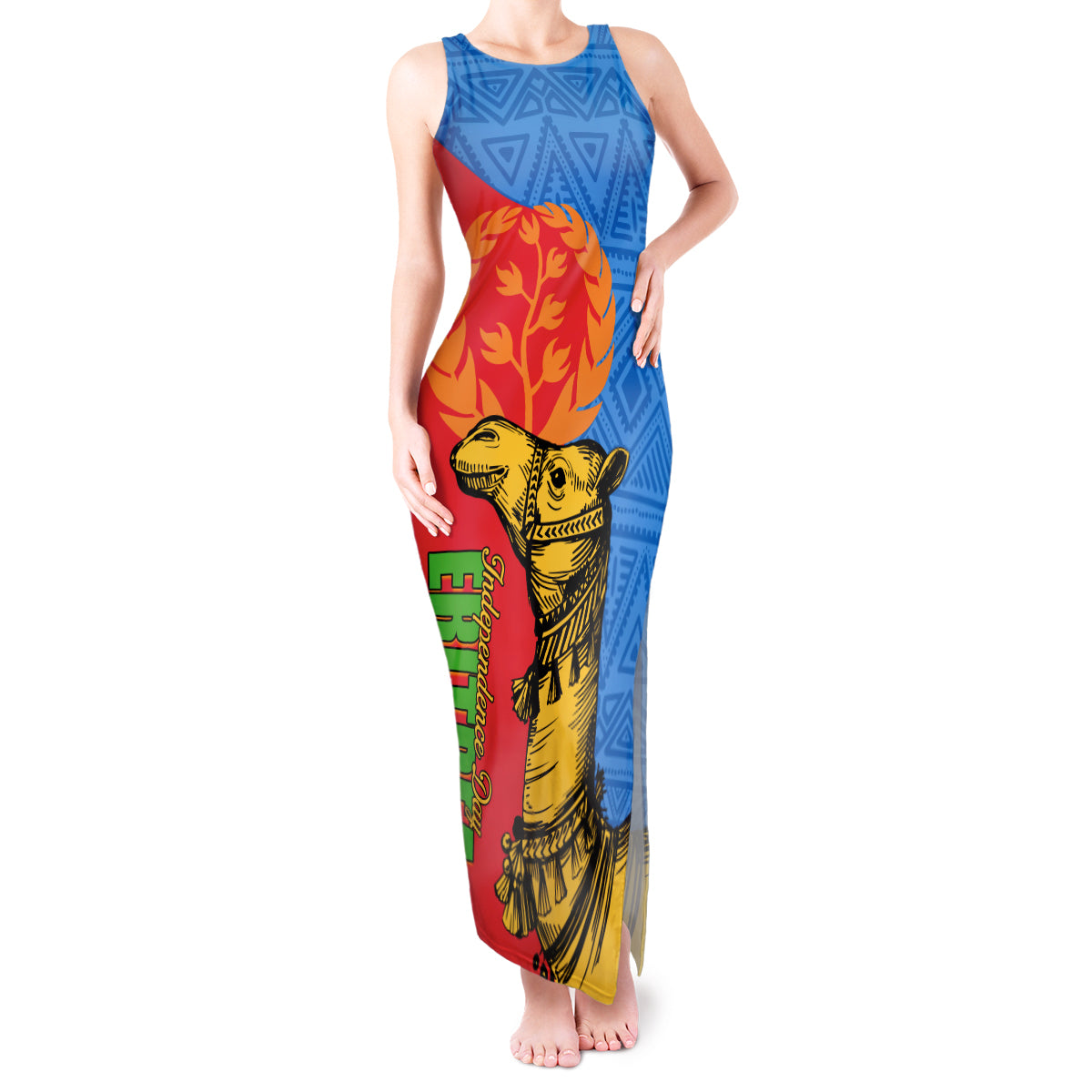 Eritrea Independence Day 2024 Tank Maxi Dress Eritrean Camel African Pattern - Wonder Print Shop