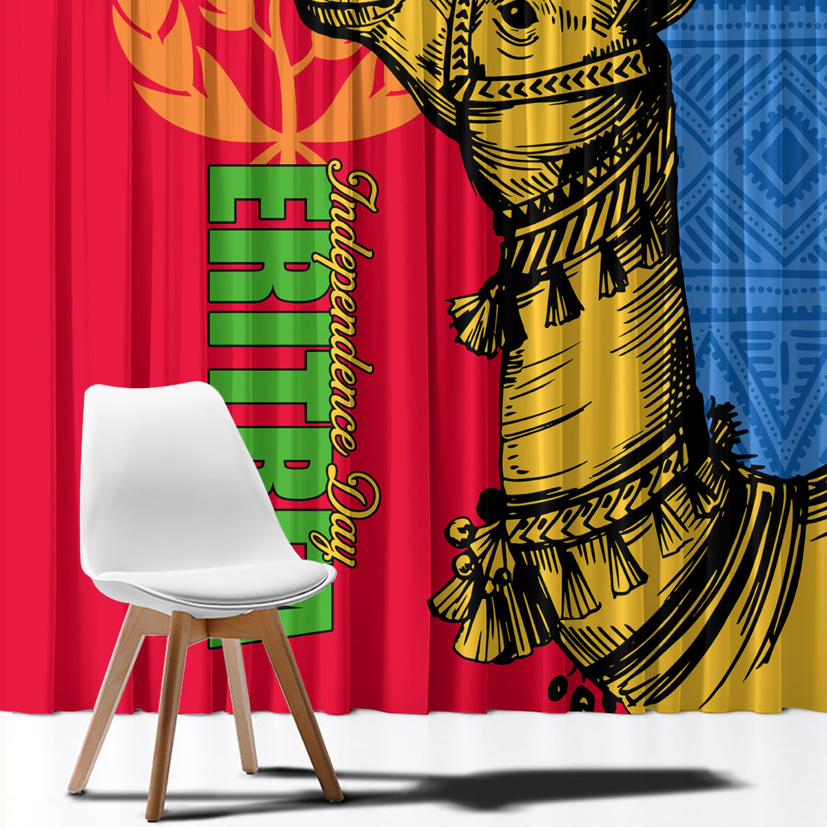 Eritrea Independence Day 2024 Window Curtain Eritrean Camel African Pattern - Wonder Print Shop