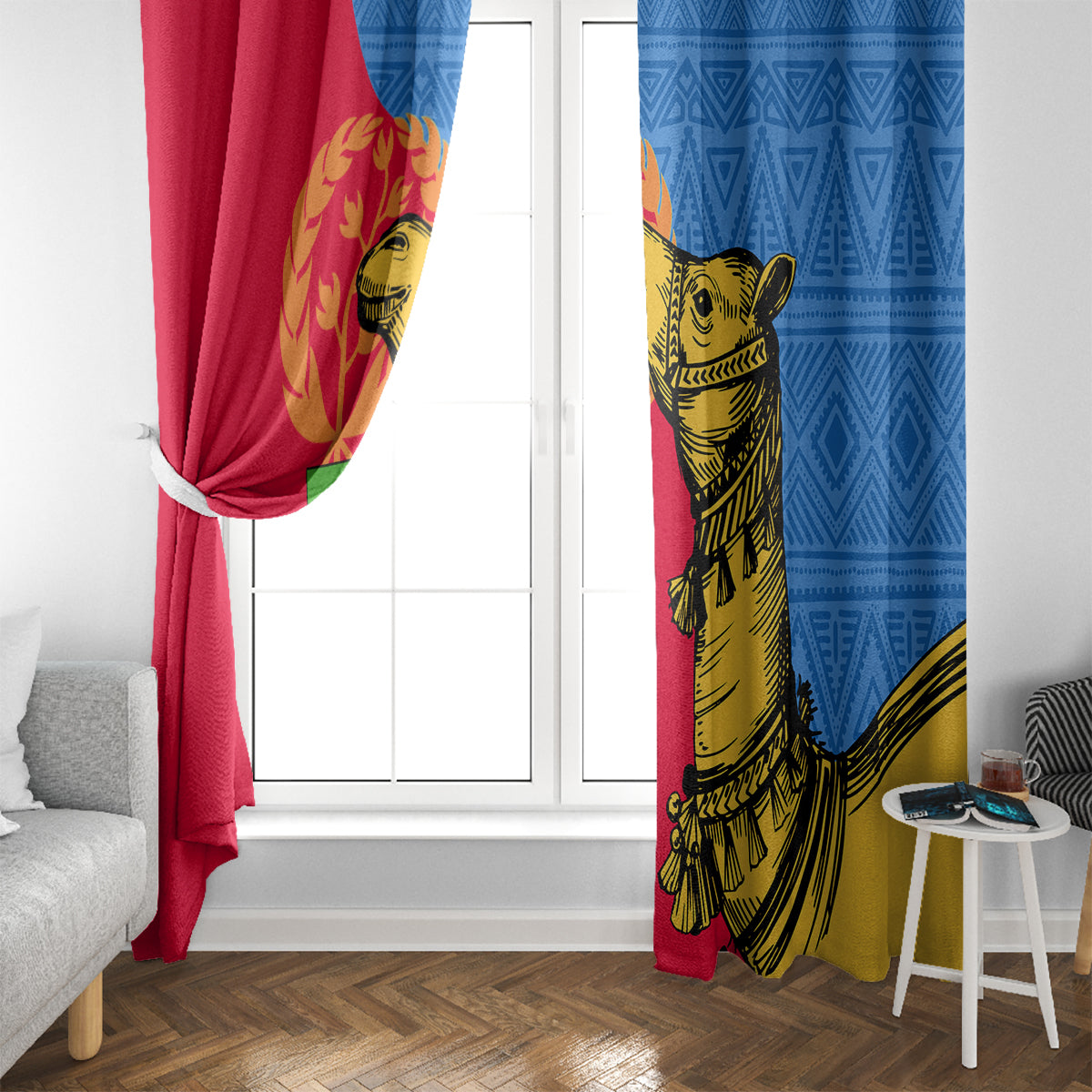 Eritrea Independence Day 2024 Window Curtain Eritrean Camel African Pattern - Wonder Print Shop