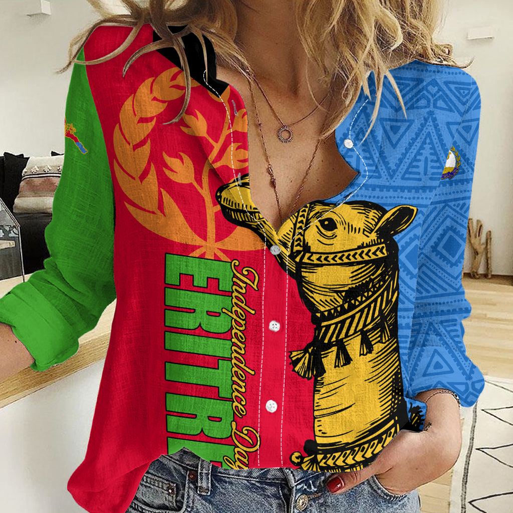 Eritrea Independence Day 2024 Women Casual Shirt Eritrean Camel African Pattern - Wonder Print Shop