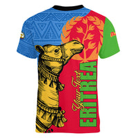 Eritrea Independence Day 2024 Women V Neck T Shirt Eritrean Camel African Pattern - Wonder Print Shop