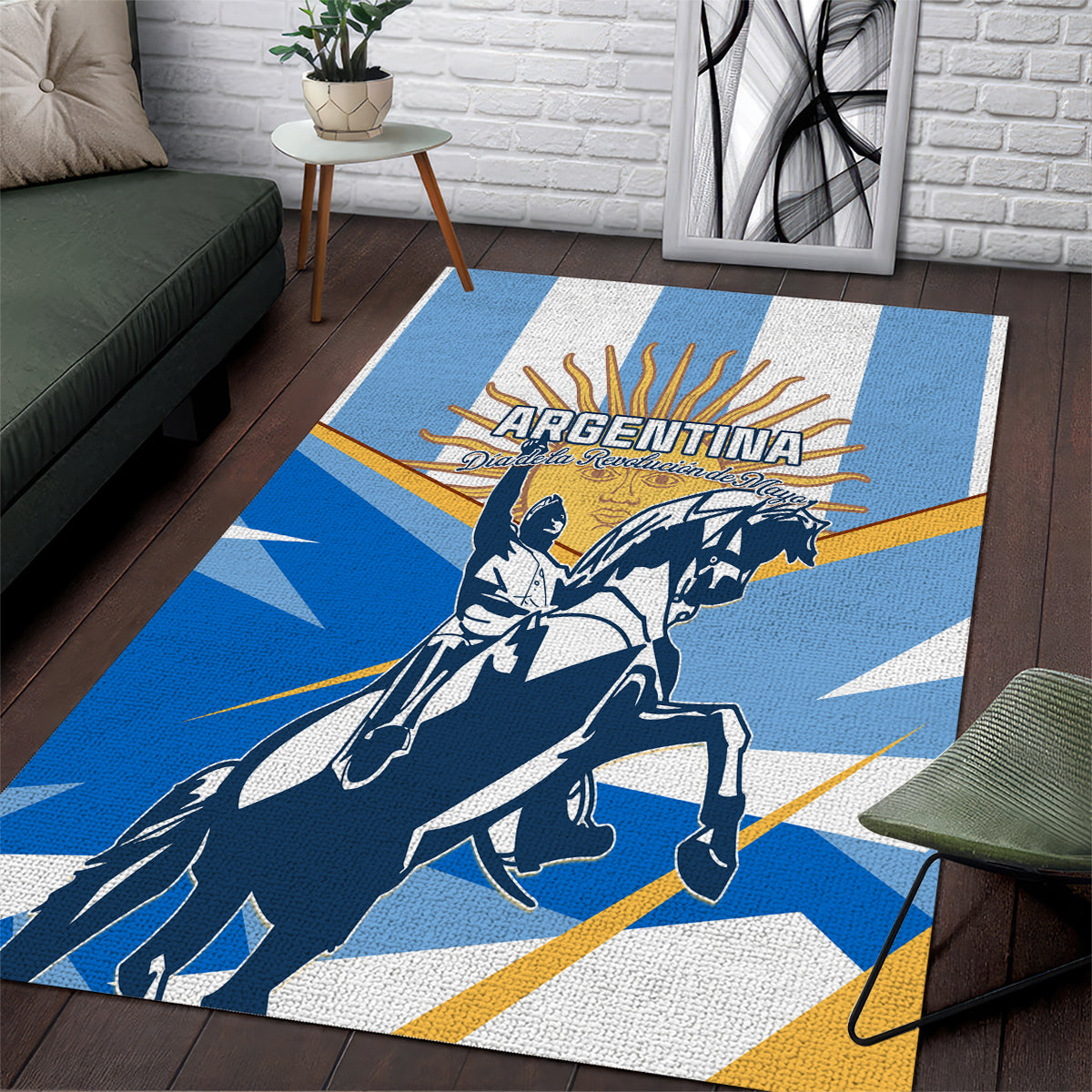 Argentina Revolution Day Area Rug Sol de Mayo Warrior - Wonder Print Shop