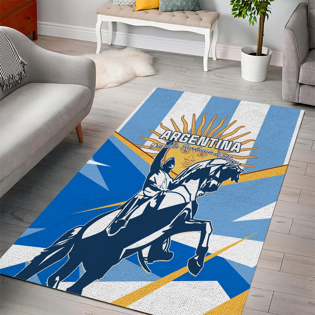 Argentina Revolution Day Area Rug Sol de Mayo Warrior - Wonder Print Shop