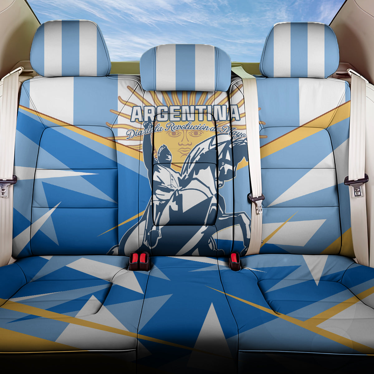 Argentina Revolution Day Back Car Seat Cover Sol de Mayo Warrior - Wonder Print Shop
