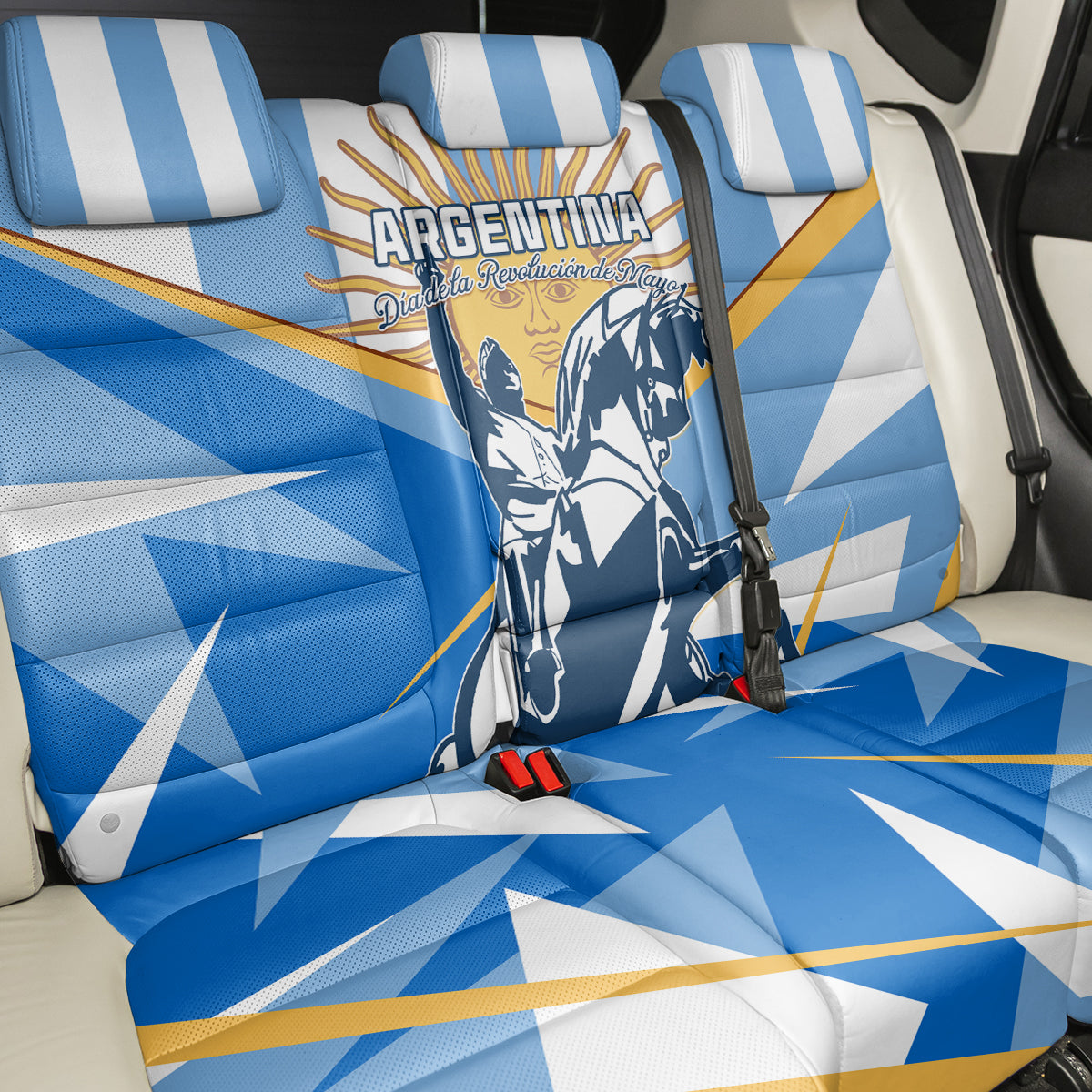 Argentina Revolution Day Back Car Seat Cover Sol de Mayo Warrior - Wonder Print Shop
