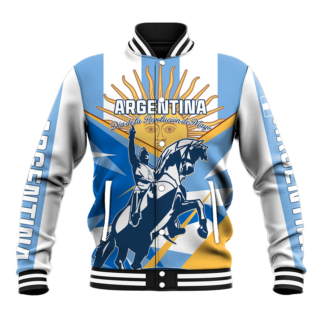 Argentina Revolution Day Baseball Jacket Sol de Mayo Warrior - Wonder Print Shop