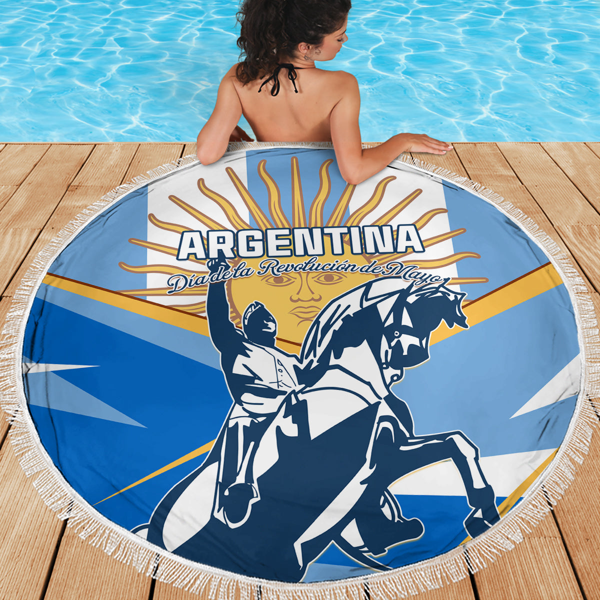 Argentina Revolution Day Beach Blanket Sol de Mayo Warrior - Wonder Print Shop