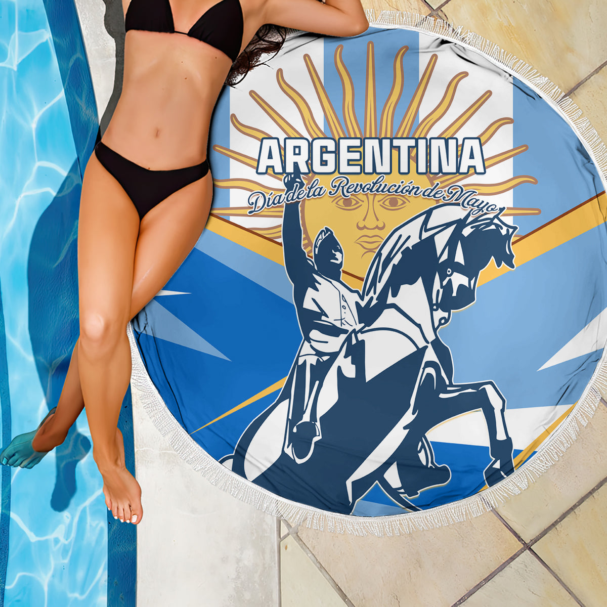 Argentina Revolution Day Beach Blanket Sol de Mayo Warrior - Wonder Print Shop