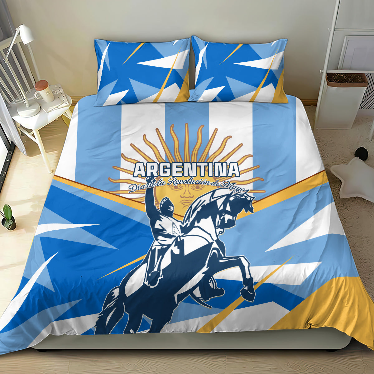 Argentina Revolution Day Bedding Set Sol de Mayo Warrior - Wonder Print Shop