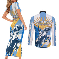 Argentina Revolution Day Couples Matching Short Sleeve Bodycon Dress and Long Sleeve Button Shirt Sol de Mayo Warrior - Wonder Print Shop