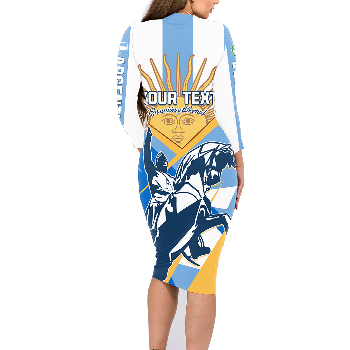 Argentina Revolution Day Family Matching Long Sleeve Bodycon Dress and Hawaiian Shirt Sol de Mayo Warrior - Wonder Print Shop