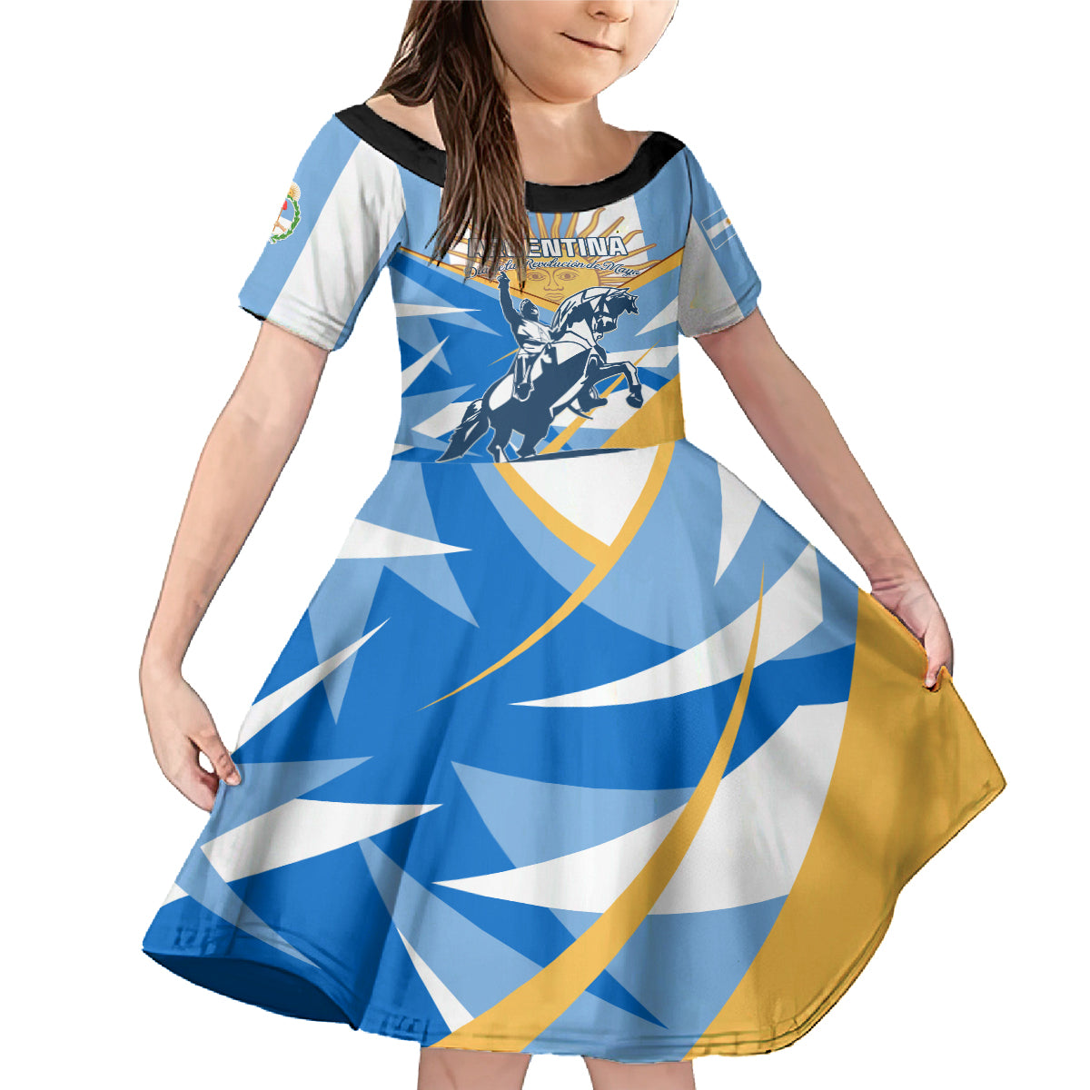 Argentina Revolution Day Family Matching Mermaid Dress and Hawaiian Shirt Sol de Mayo Warrior - Wonder Print Shop