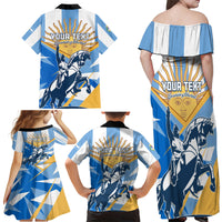 Argentina Revolution Day Family Matching Off Shoulder Maxi Dress and Hawaiian Shirt Sol de Mayo Warrior - Wonder Print Shop