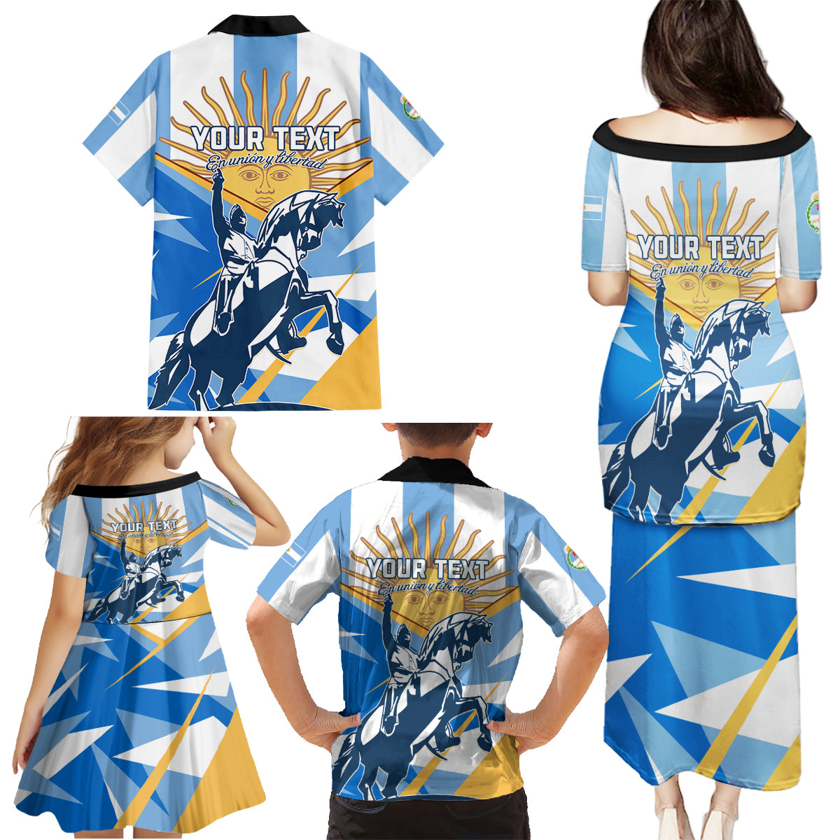 Argentina Revolution Day Family Matching Puletasi and Hawaiian Shirt Sol de Mayo Warrior - Wonder Print Shop