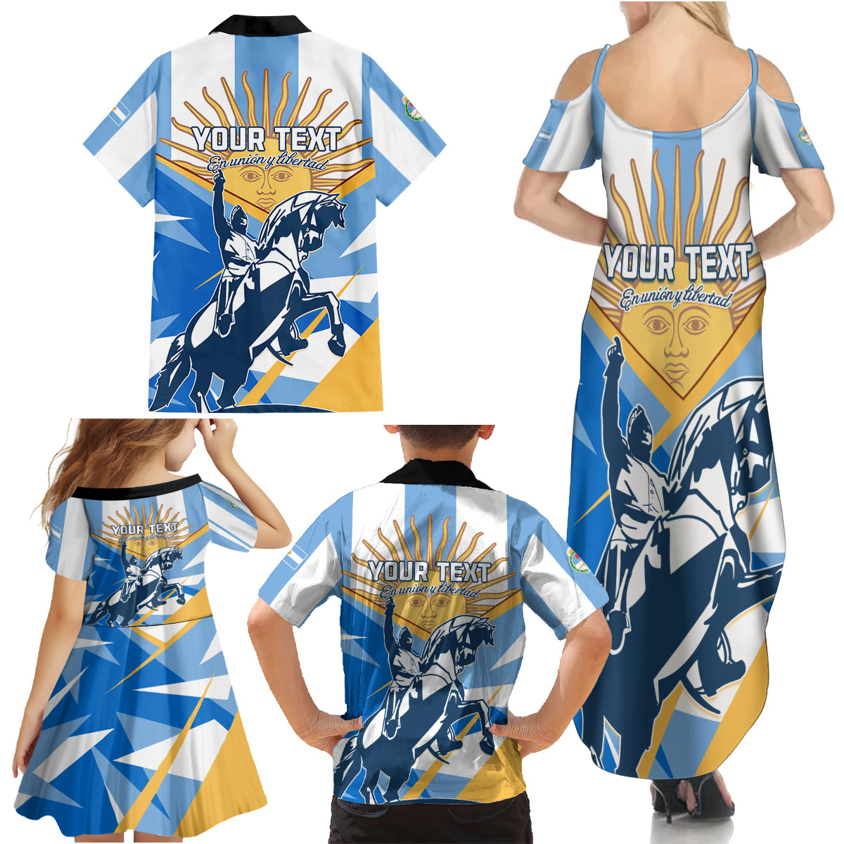 Argentina Revolution Day Family Matching Summer Maxi Dress and Hawaiian Shirt Sol de Mayo Warrior - Wonder Print Shop