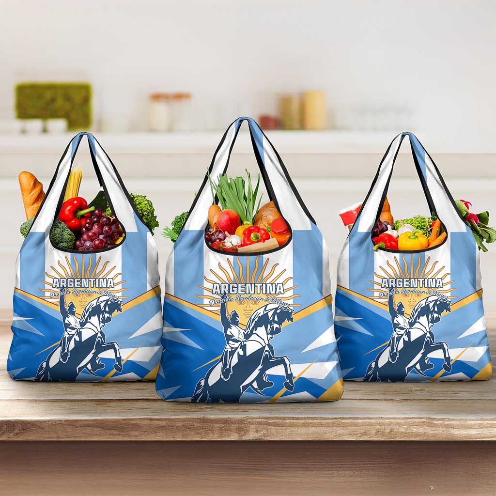 Argentina Revolution Day Grocery Bag Sol de Mayo Warrior