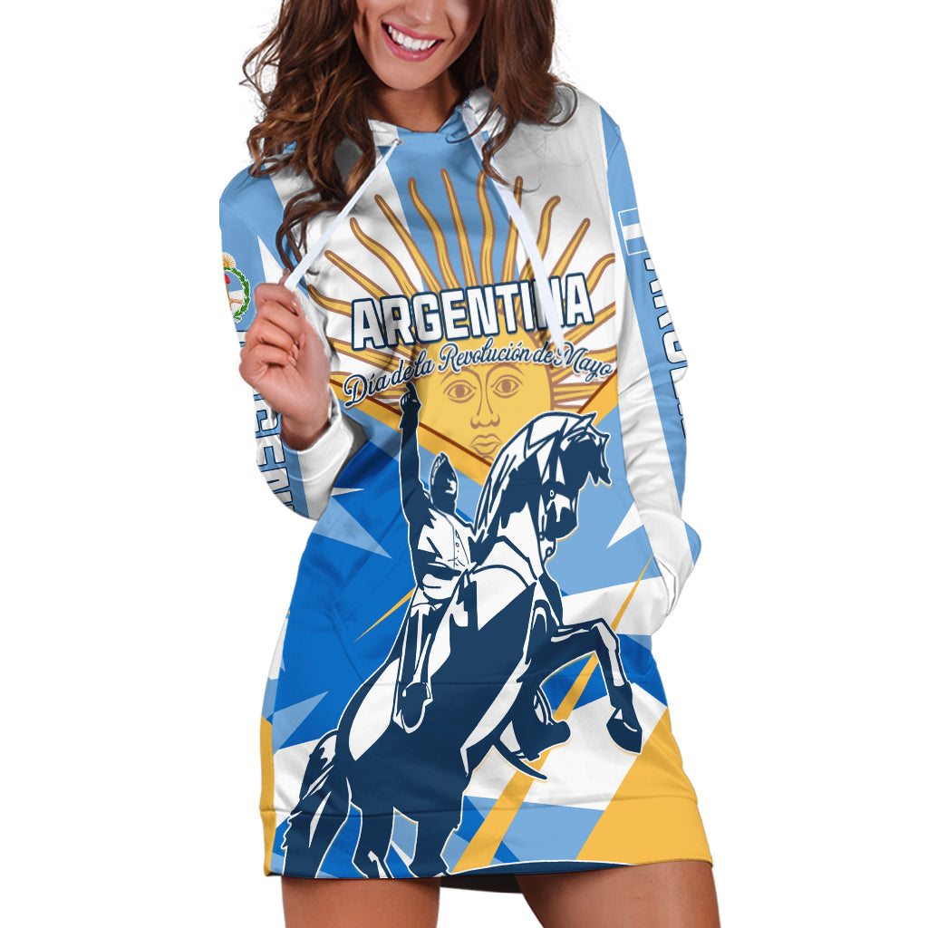 Argentina Revolution Day Hoodie Dress Sol de Mayo Warrior - Wonder Print Shop