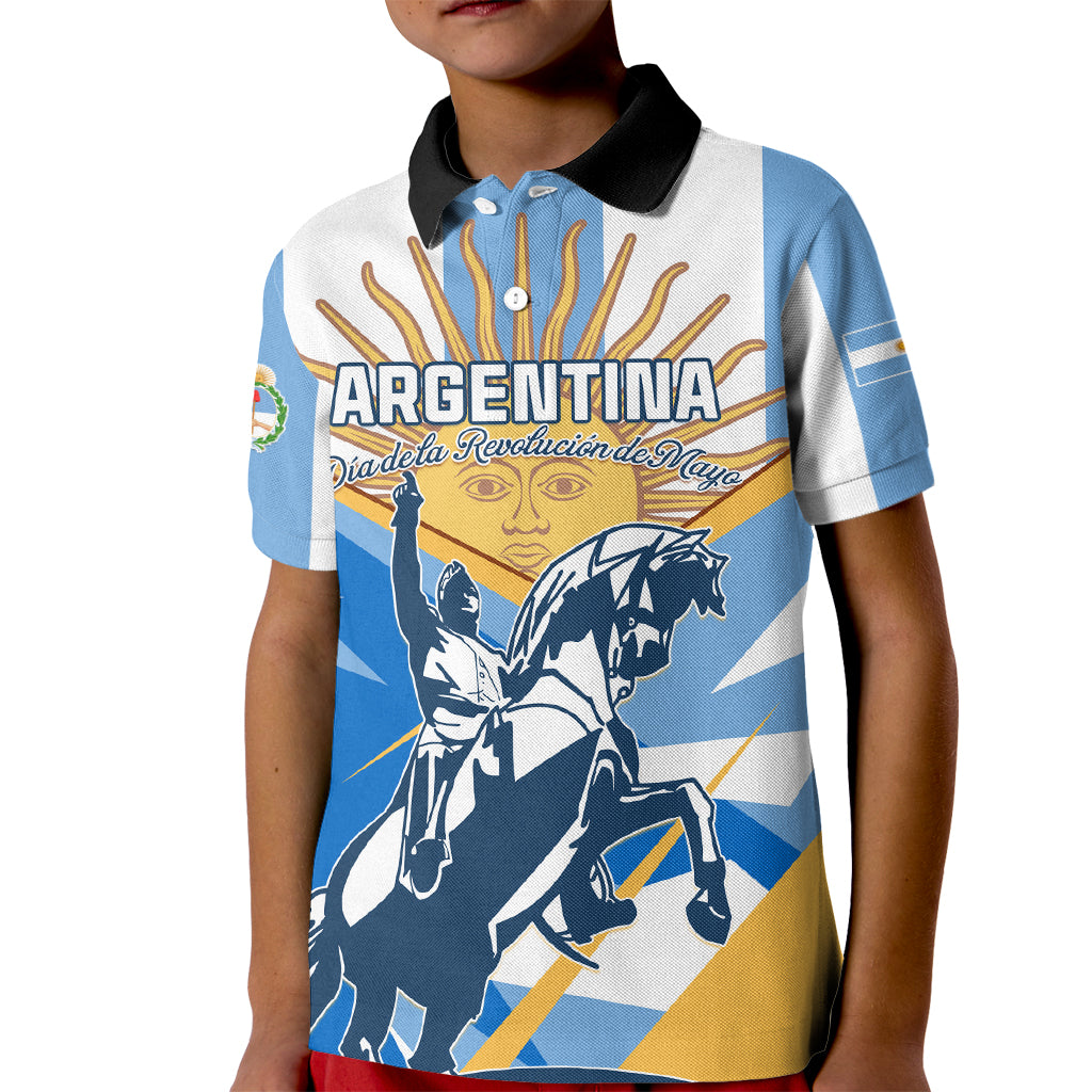 Argentina Revolution Day Kid Polo Shirt Sol de Mayo Warrior
