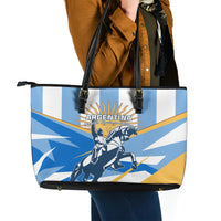 Argentina Revolution Day Leather Tote Bag Sol de Mayo Warrior - Wonder Print Shop