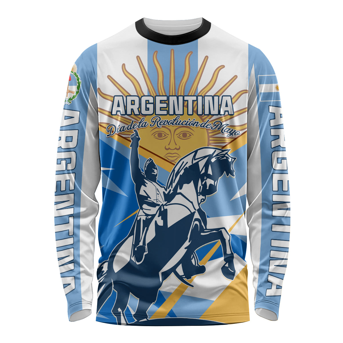 Argentina Revolution Day Long Sleeve Shirt Sol de Mayo Warrior - Wonder Print Shop