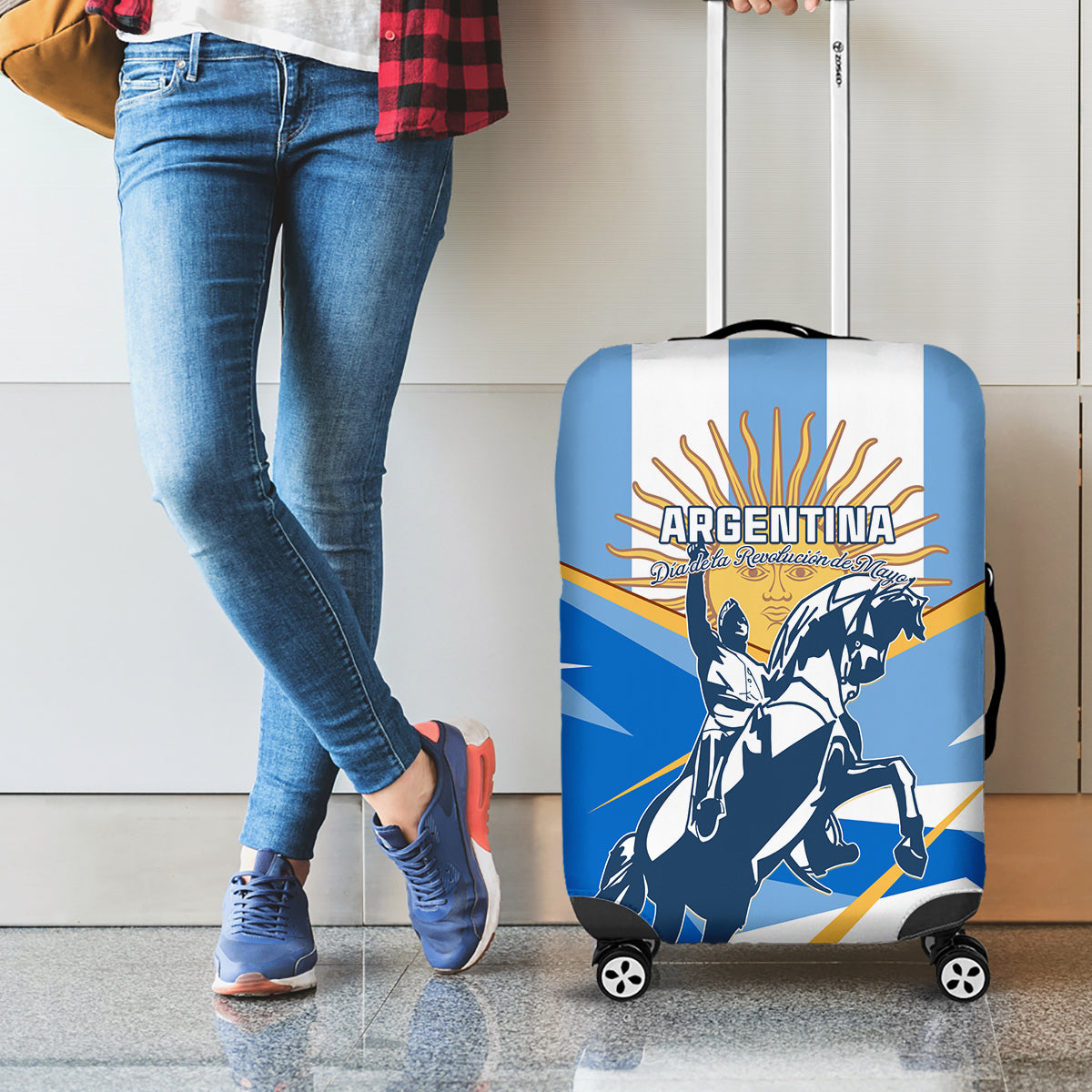 Argentina Revolution Day Luggage Cover Sol de Mayo Warrior - Wonder Print Shop
