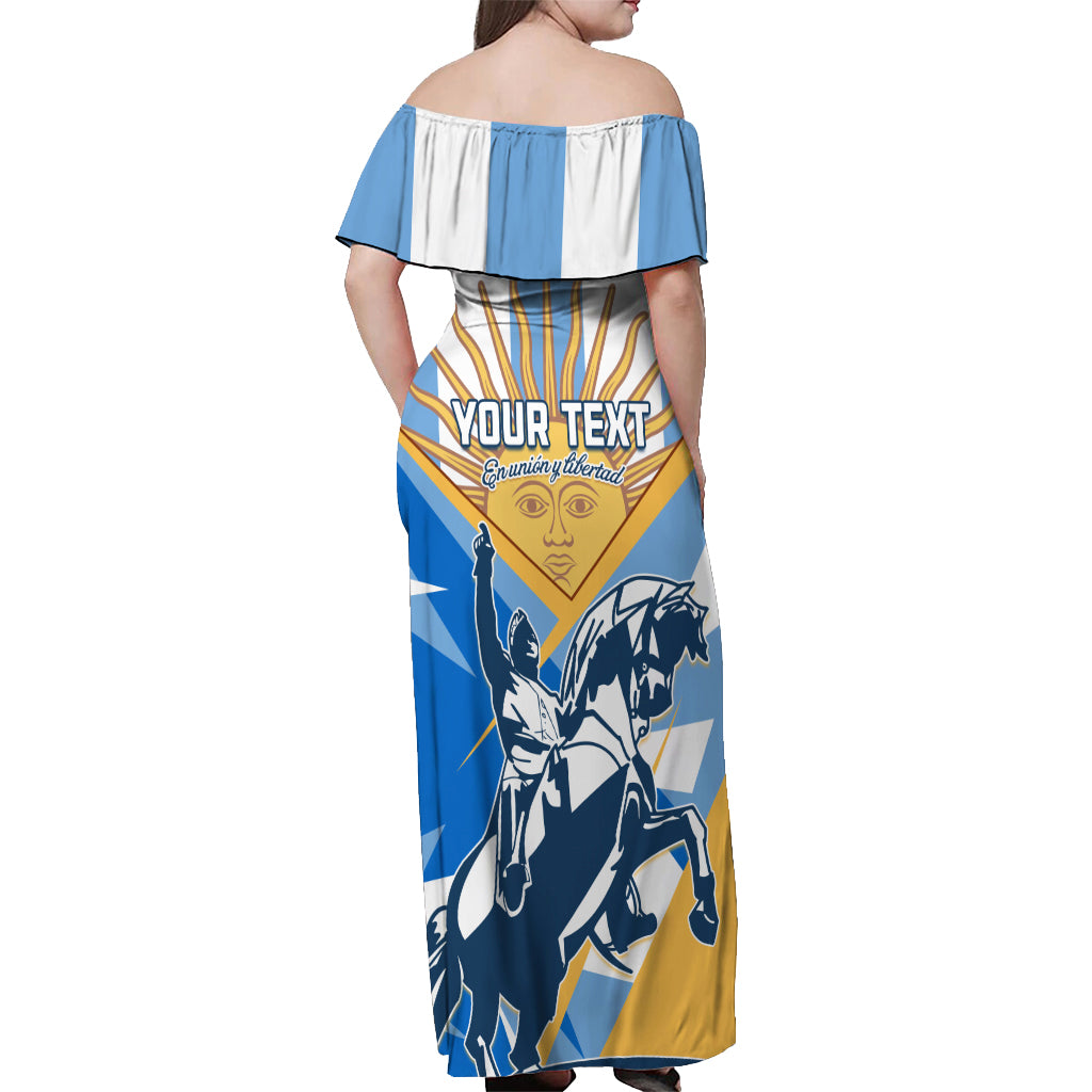 Argentina Revolution Day Off Shoulder Maxi Dress Sol de Mayo Warrior - Wonder Print Shop