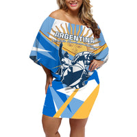 Argentina Revolution Day Off Shoulder Short Dress Sol de Mayo Warrior - Wonder Print Shop