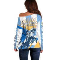Argentina Revolution Day Off Shoulder Sweater Sol de Mayo Warrior - Wonder Print Shop