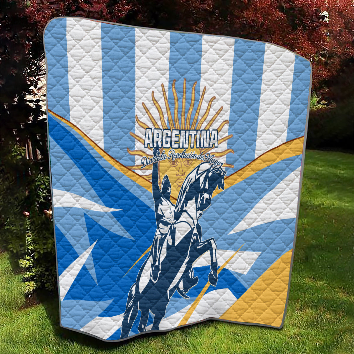 Argentina Revolution Day Quilt Sol de Mayo Warrior - Wonder Print Shop