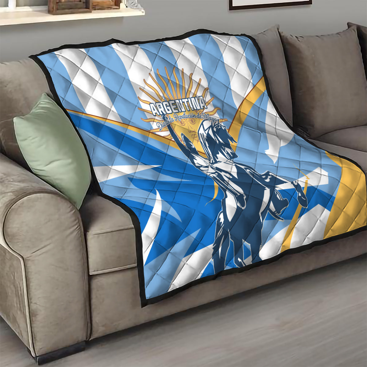 Argentina Revolution Day Quilt Sol de Mayo Warrior - Wonder Print Shop