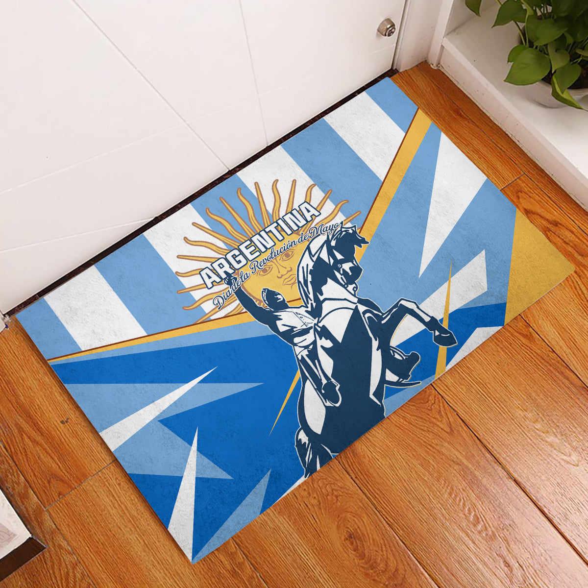 Argentina Revolution Day Rubber Doormat Sol de Mayo Warrior