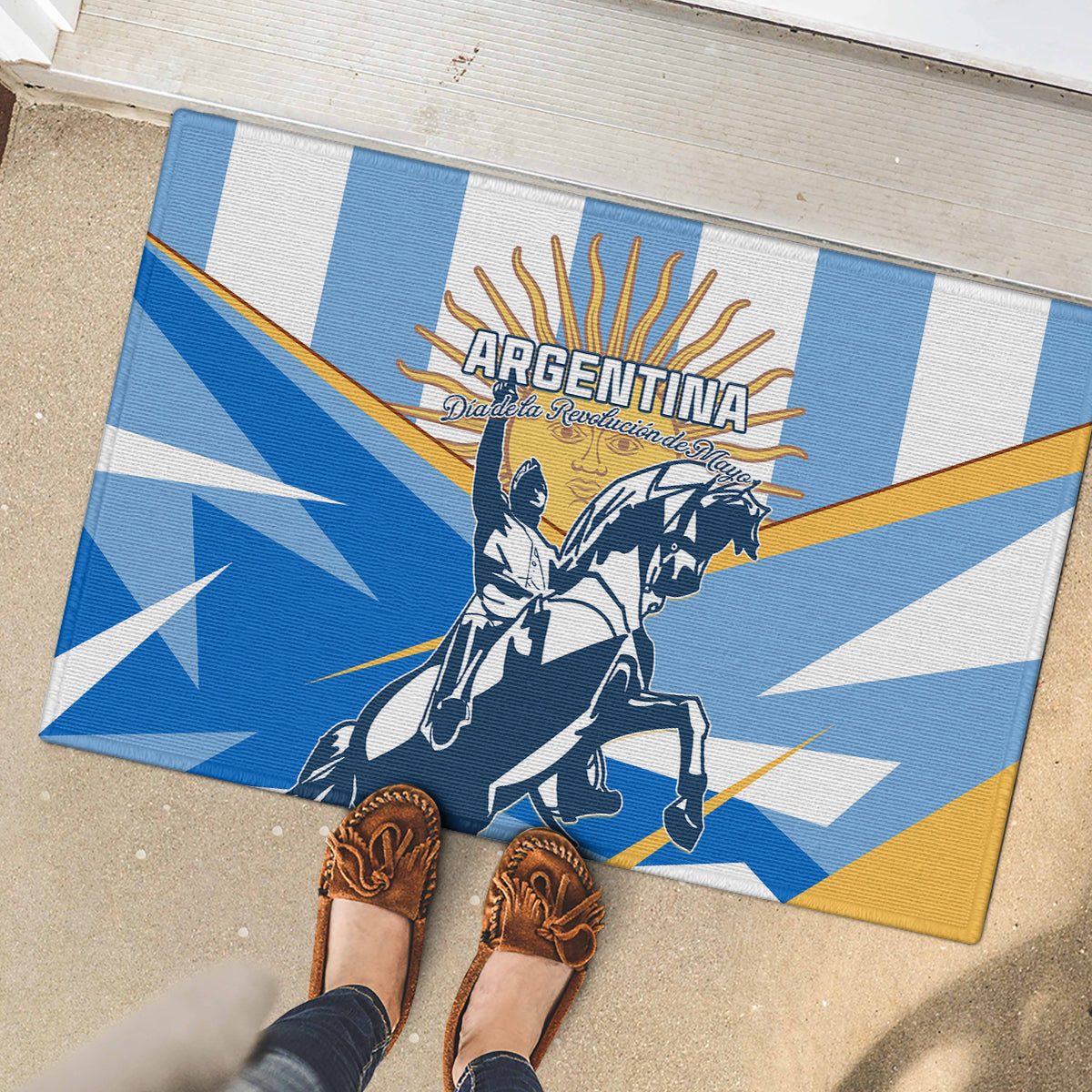 Argentina Revolution Day Rubber Doormat Sol de Mayo Warrior - Wonder Print Shop