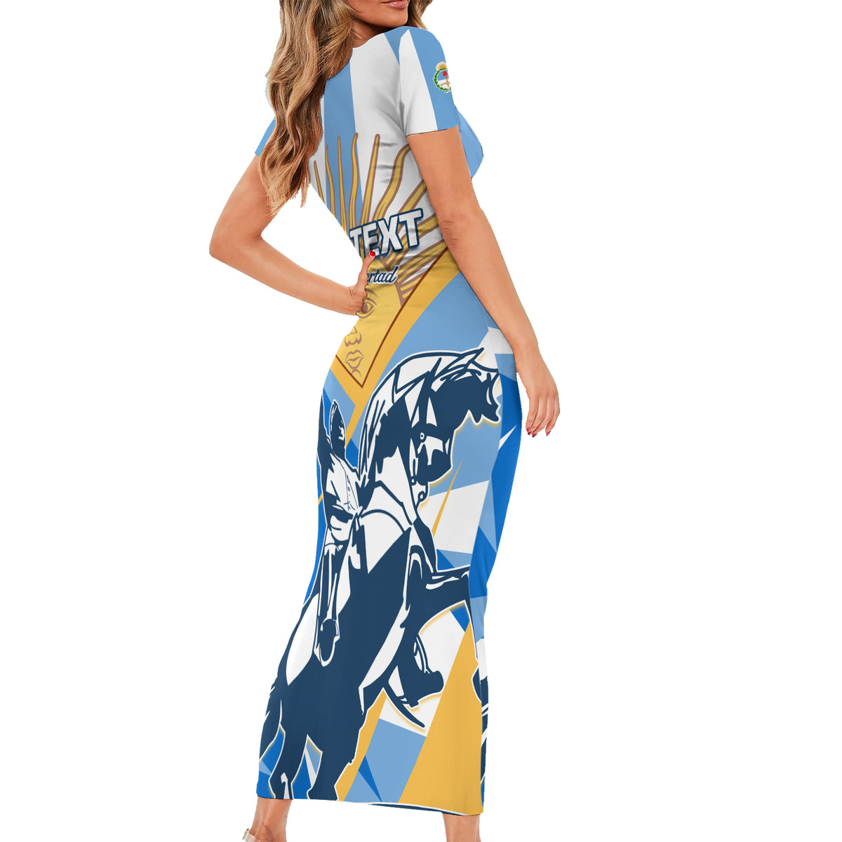 Argentina Revolution Day Short Sleeve Bodycon Dress Sol de Mayo Warrior - Wonder Print Shop