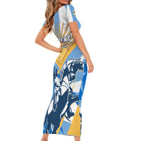 Argentina Revolution Day Short Sleeve Bodycon Dress Sol de Mayo Warrior - Wonder Print Shop