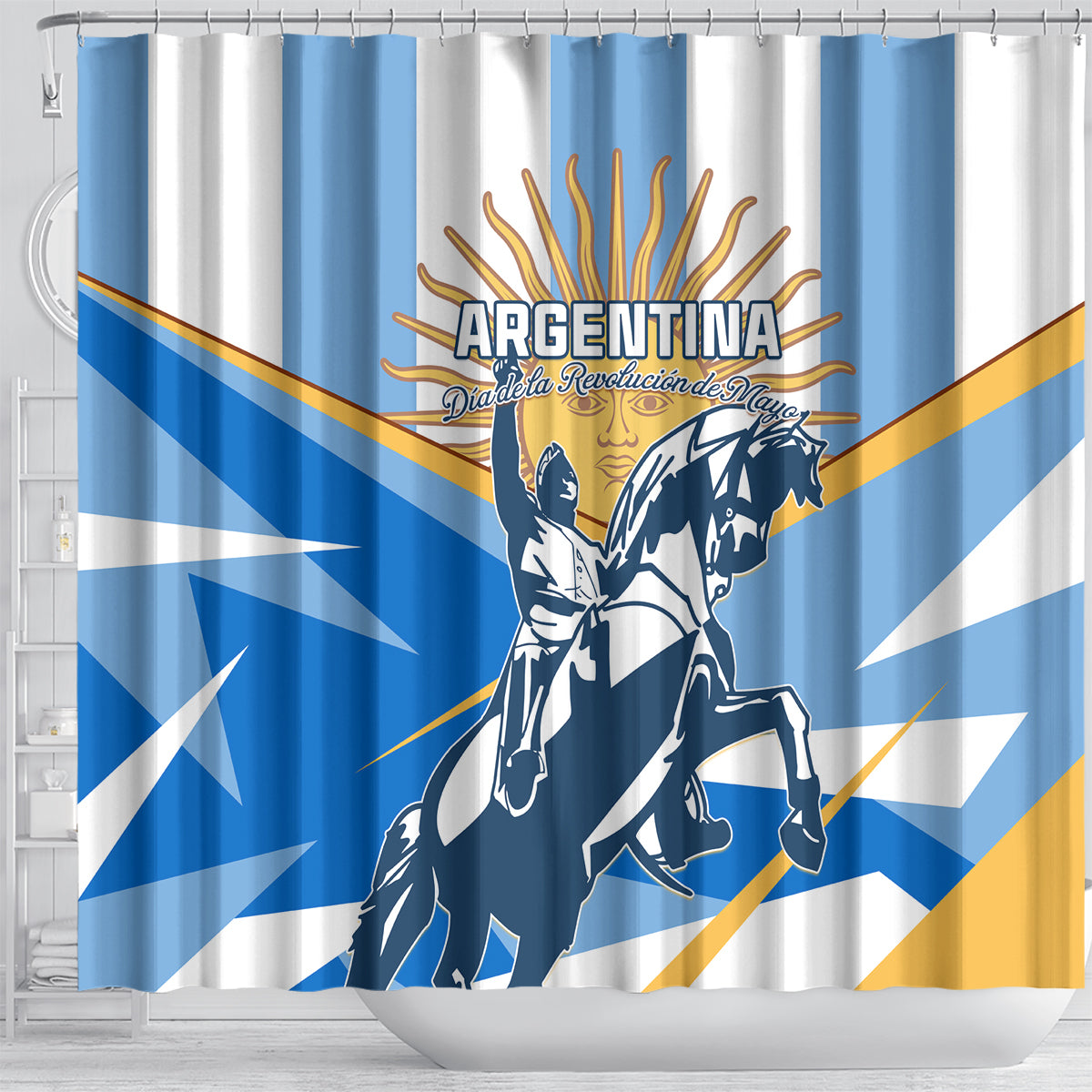 Argentina Revolution Day Shower Curtain Sol de Mayo Warrior