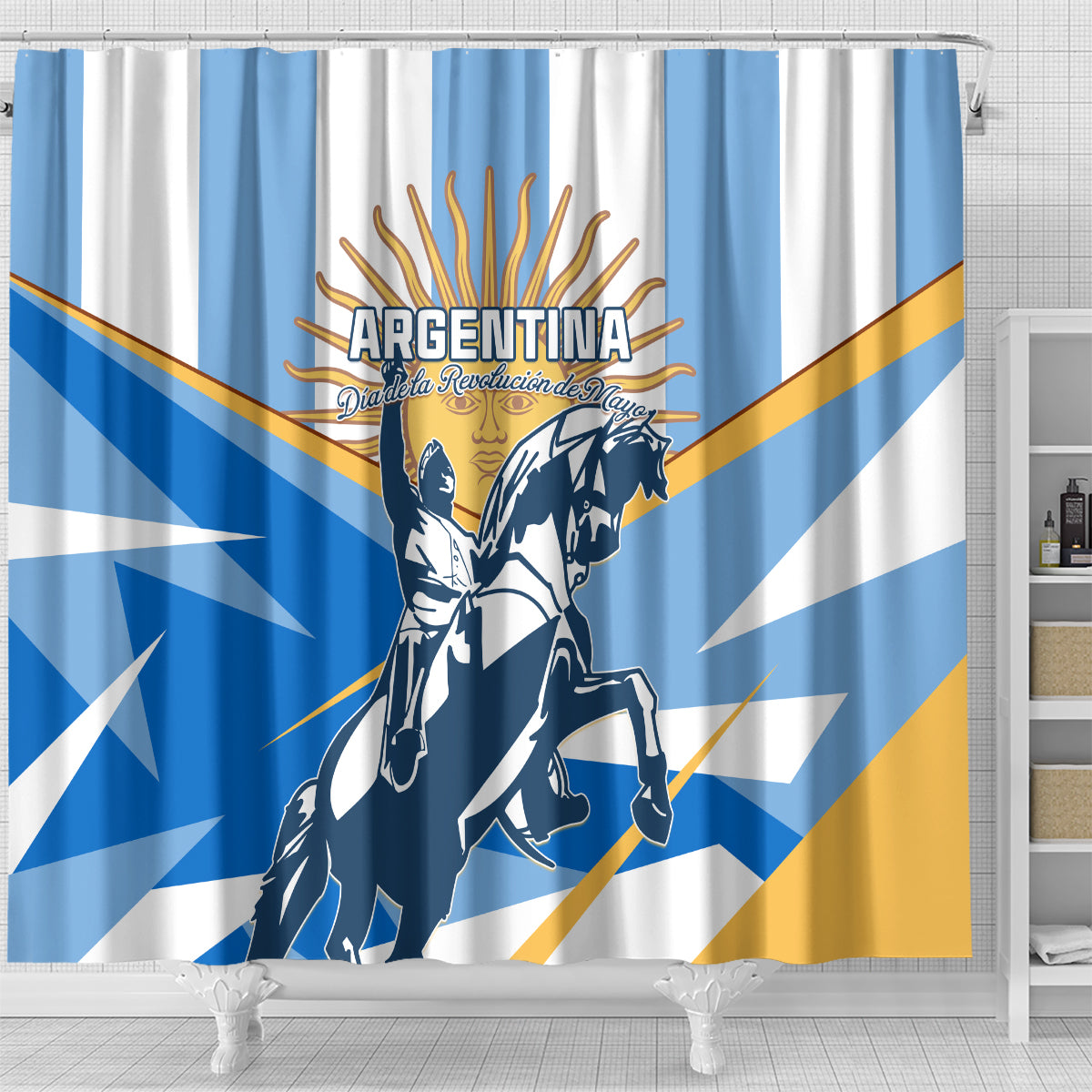 Argentina Revolution Day Shower Curtain Sol de Mayo Warrior