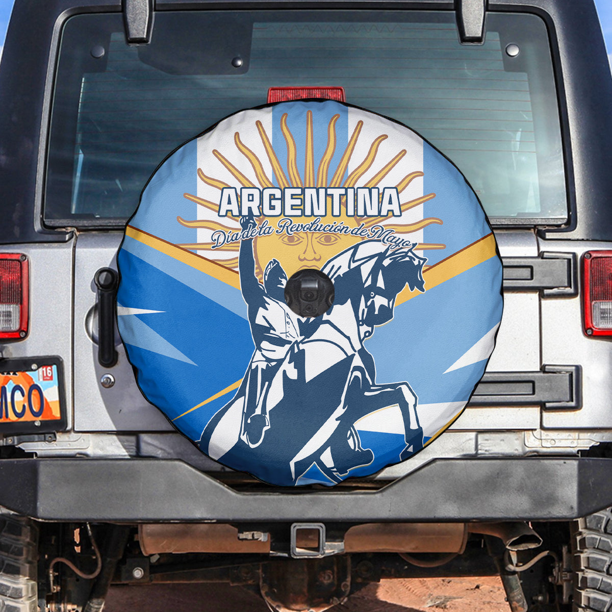 Argentina Revolution Day Spare Tire Cover Sol de Mayo Warrior
