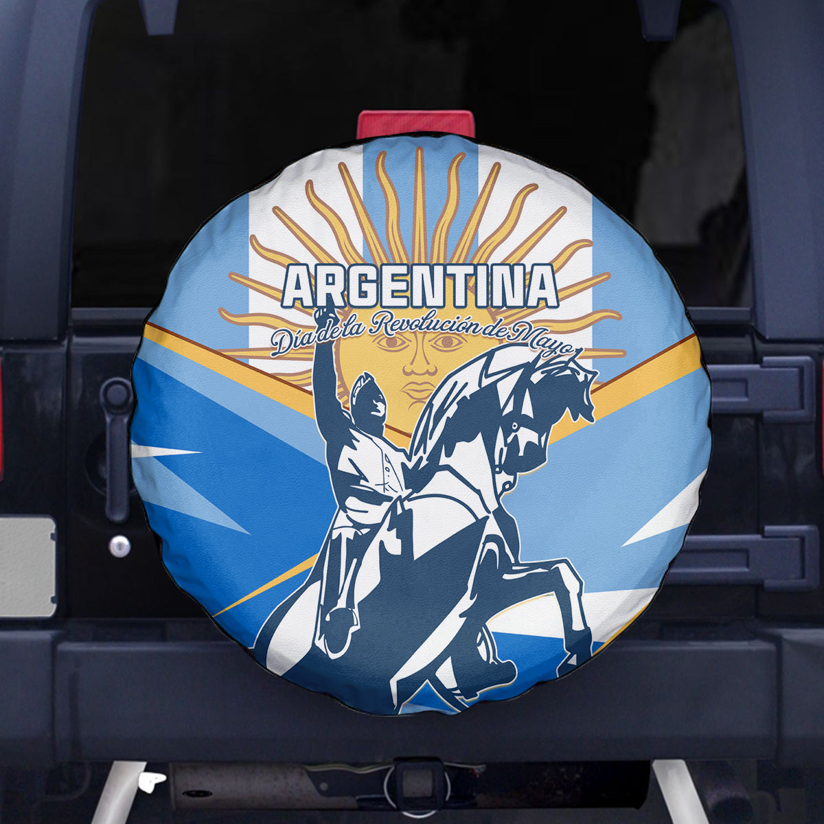 Argentina Revolution Day Spare Tire Cover Sol de Mayo Warrior - Wonder Print Shop