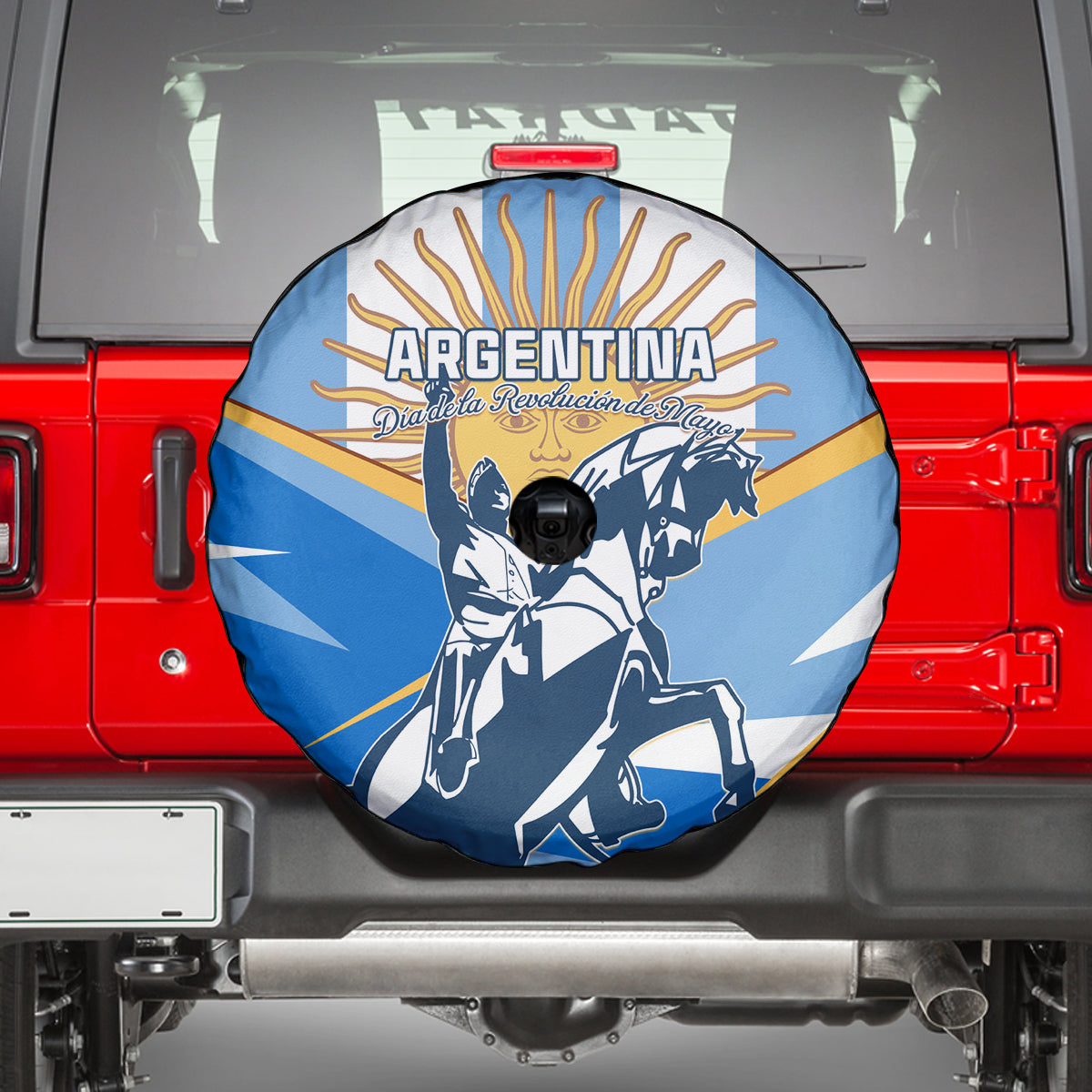 Argentina Revolution Day Spare Tire Cover Sol de Mayo Warrior - Wonder Print Shop