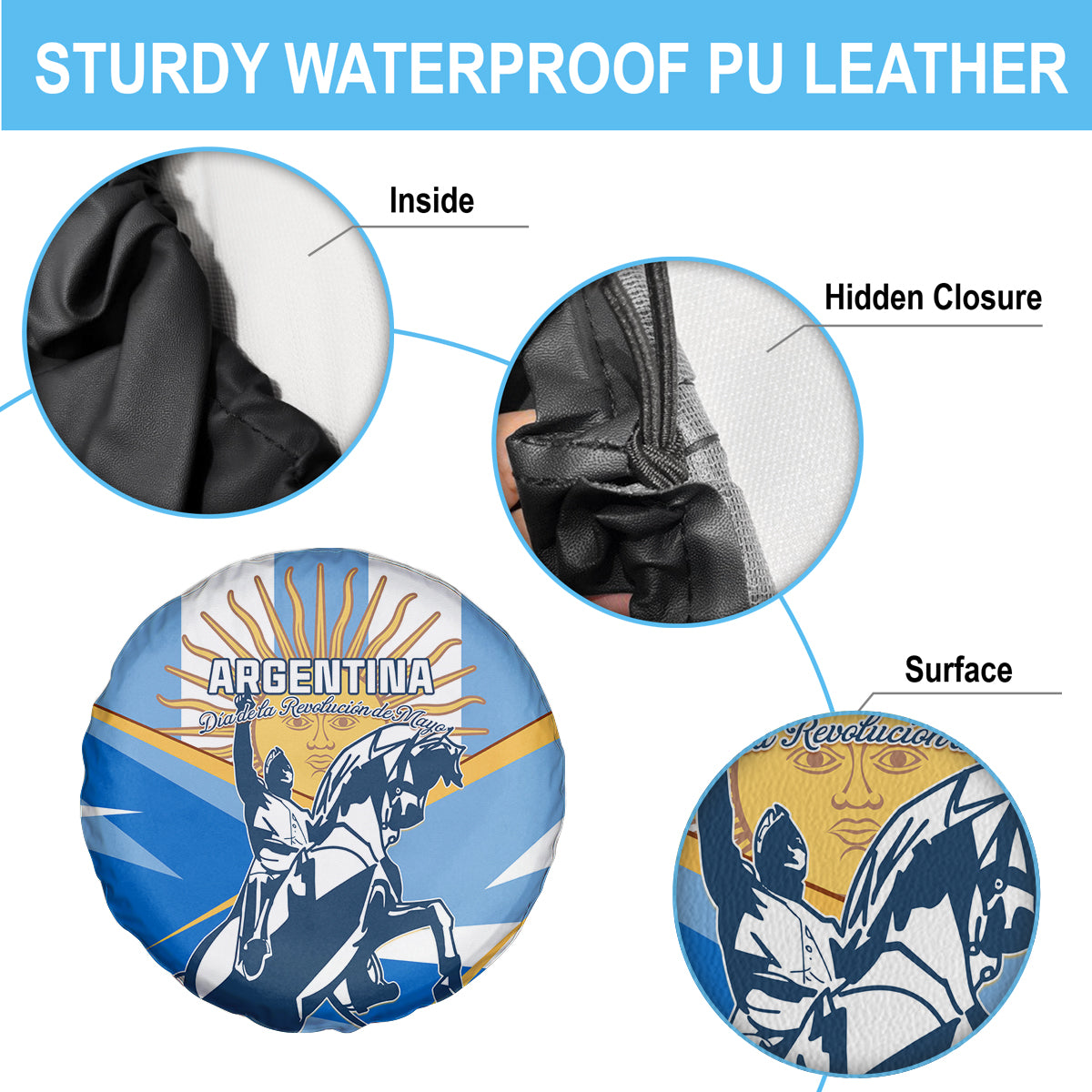 Argentina Revolution Day Spare Tire Cover Sol de Mayo Warrior - Wonder Print Shop