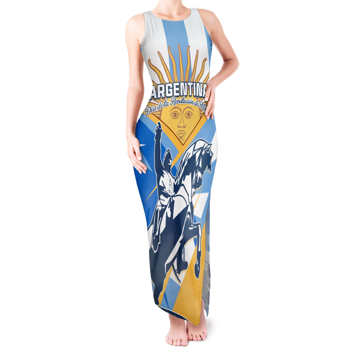 Argentina Revolution Day Tank Maxi Dress Sol de Mayo Warrior - Wonder Print Shop