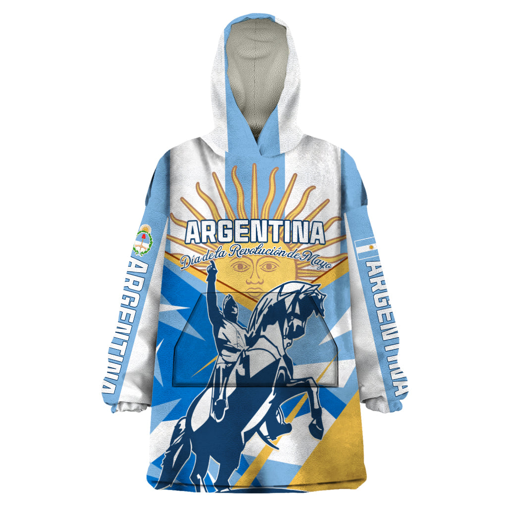 Argentina Revolution Day Wearable Blanket Hoodie Sol de Mayo Warrior