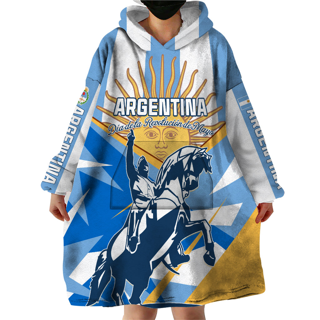 Argentina Revolution Day Wearable Blanket Hoodie Sol de Mayo Warrior - Wonder Print Shop
