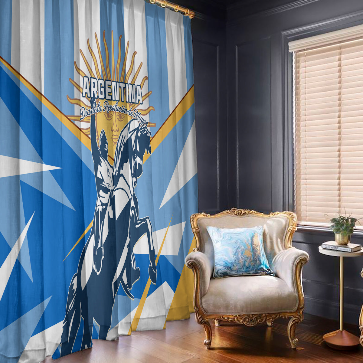 Argentina Revolution Day Window Curtain Sol de Mayo Warrior - Wonder Print Shop