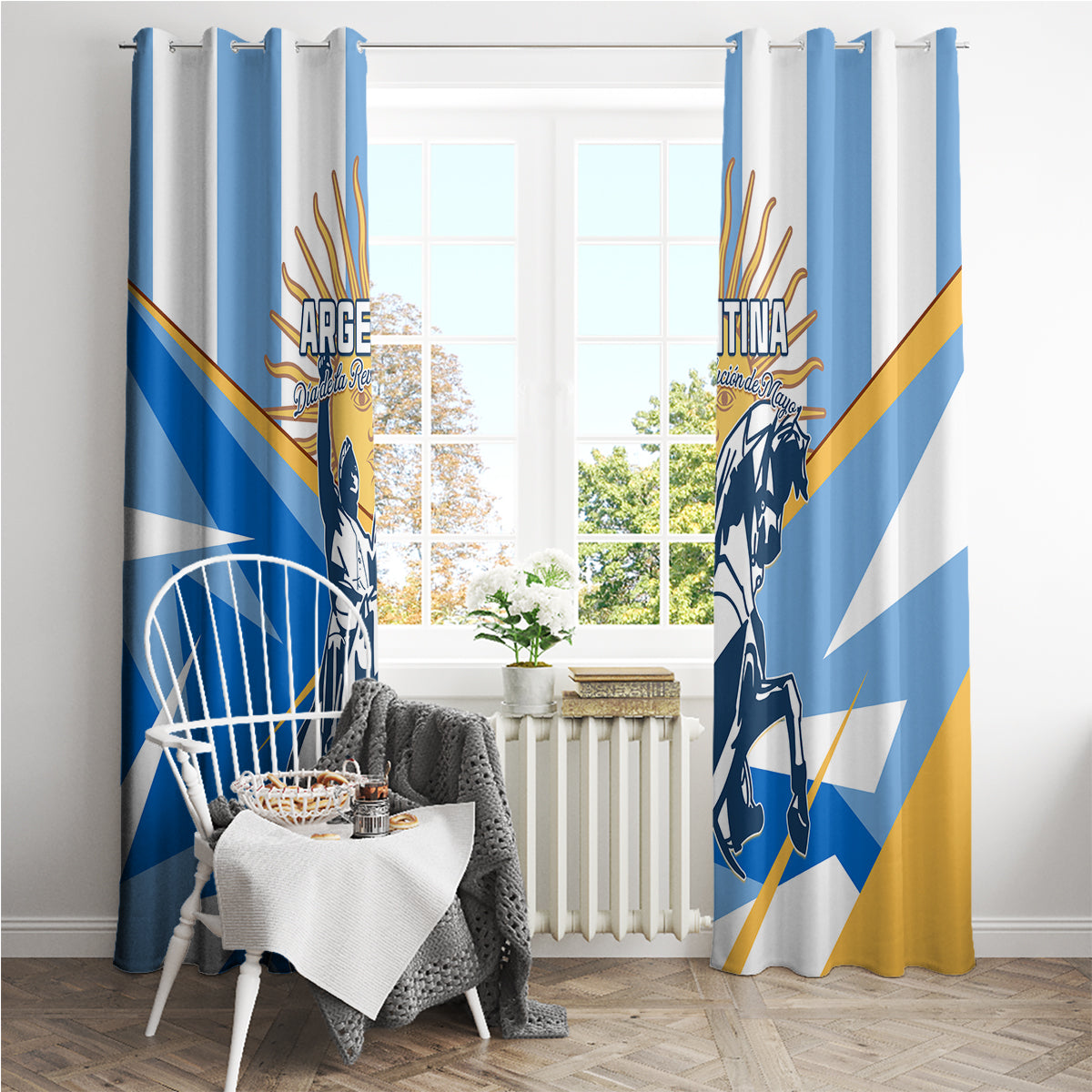 Argentina Revolution Day Window Curtain Sol de Mayo Warrior - Wonder Print Shop