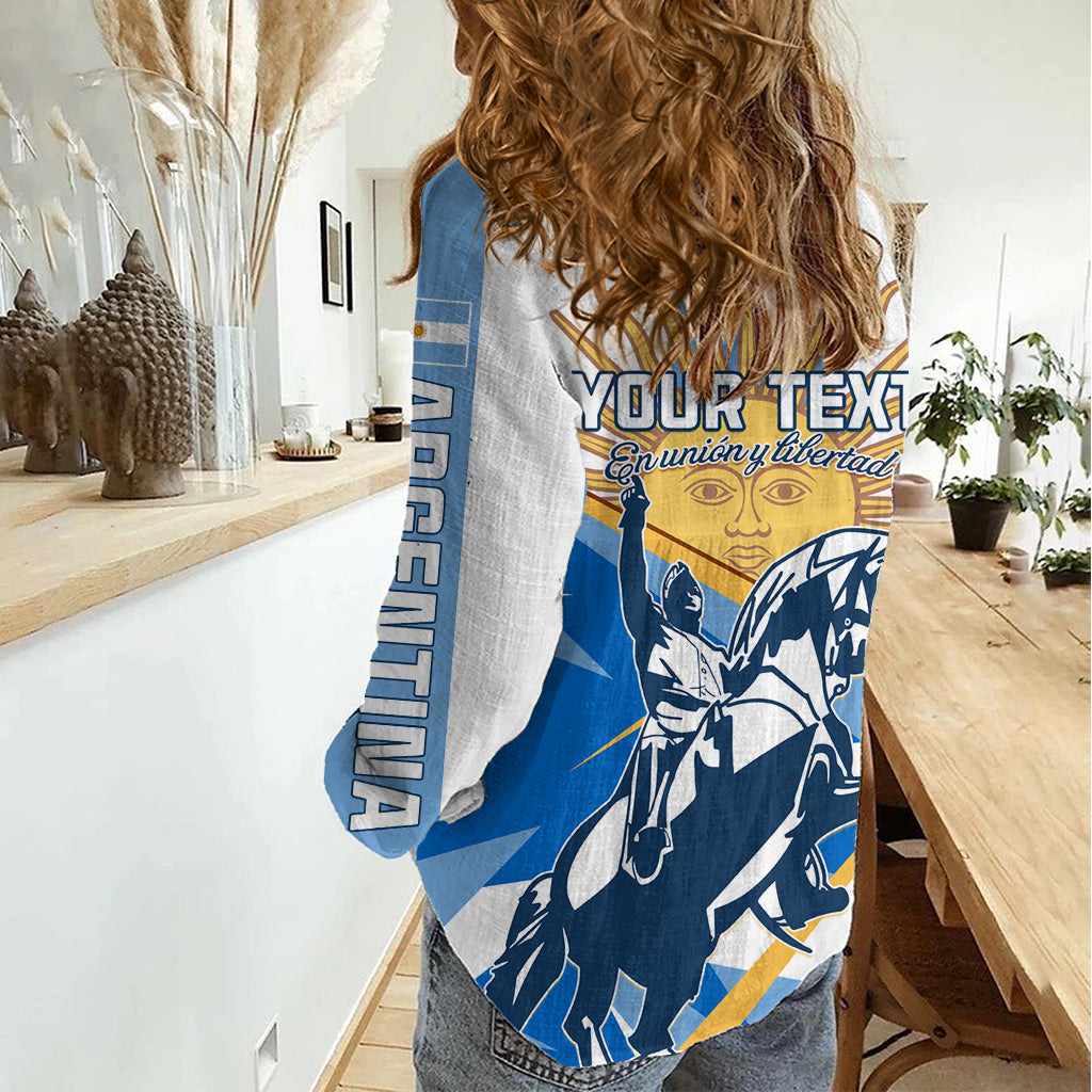 Argentina Revolution Day Women Casual Shirt Sol de Mayo Warrior - Wonder Print Shop